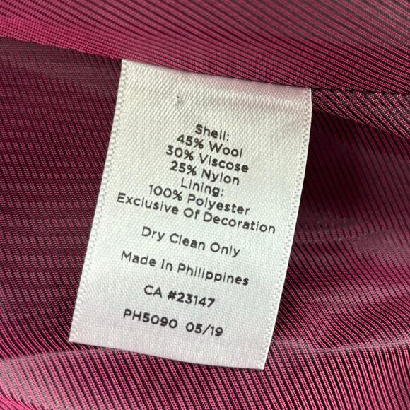 Talbots Wool Blend Band Collar Magenta Jacket - Picture 10 of 13